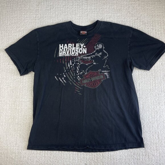 Harley Davidson Y2K Men’s XL Riding A Motorcycle Black T-shirt 2010 (Read) - Picture 1 of 16